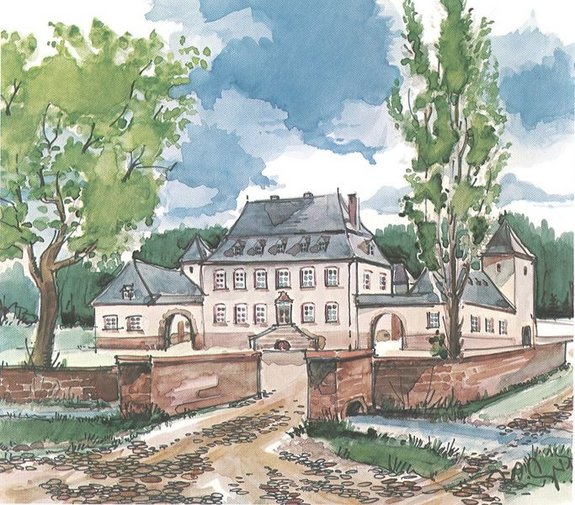 Zeichnung des Saarwellinger Schlosses.